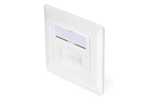 Naar omschrijving van DN-9007-1 - CAT 6A Class EA network outlet, shielded, 2x RJ45 LSA, pure white, flush mount, vert. cable install.