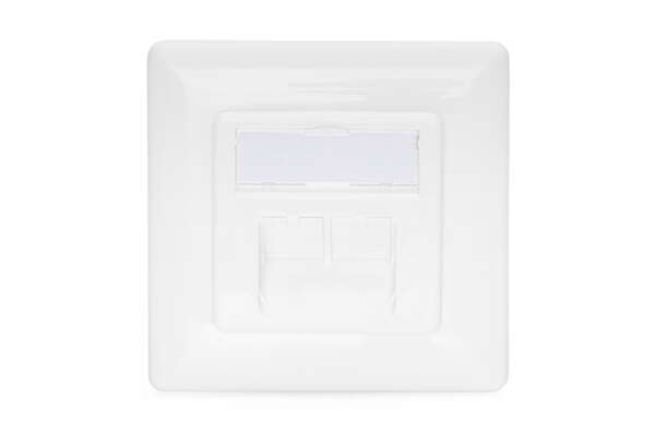 Naar omschrijving van DN-9007-1 - CAT 6A Class EA network outlet, shielded, 2x RJ45 LSA, pure white, flush mount, vert. cable install.