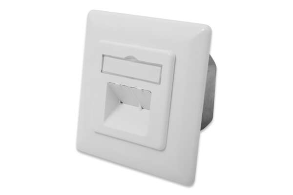 Naar omschrijving van DN-9007-S-1 - CAT 6A Class EA network outlet, shielded, 2x RJ45 LSA, pure white, surf. mount, vert. cable install.