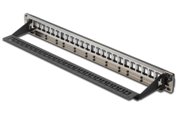 Naar omschrijving van DN-91411-LF - Modular Patch Panel, shielded, 24-port blank, 1U, Rack Mount, transp. label field, black