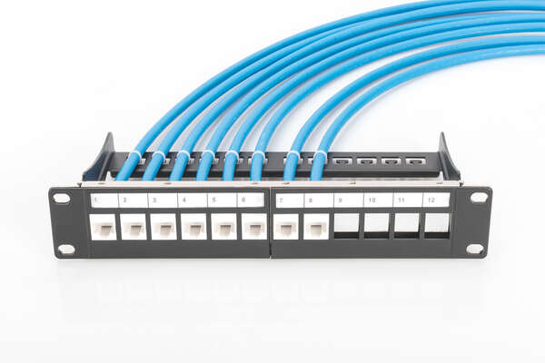 Naar omschrijving van DN-91420 - Modular Patch Panel, shielded, 12-Port Blank,1U,254mm (10