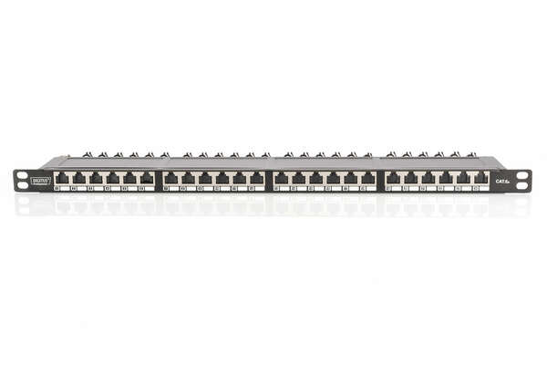 Naar omschrijving van DN-91624S-SL-EA - CAT 6A Class EA patch panel, shielded, 0.5U 24-port RJ45, incl. dust cover, 8P8C, black