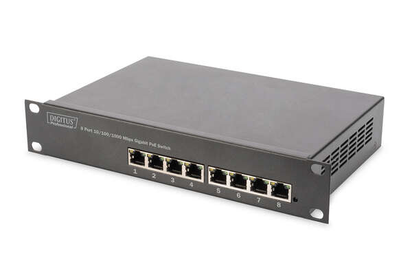 Naar omschrijving van DN-95317 - Gigabit Ethernet PoE switch 8-port PoE, 10 inch, 80W PoE budget