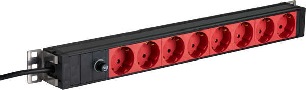 Naar omschrijving van EK631CD-1 - 19 inch 1U Socket Strip 8 x CEE 7/3 red,  cable C14, 10A fine fuse, black