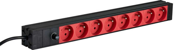 Naar omschrijving van EK631CF-1 - 19 inch1U Socket Strip 8 x CEE 7/5 (UTE) red, C14, 10A fine fuse, black belgie