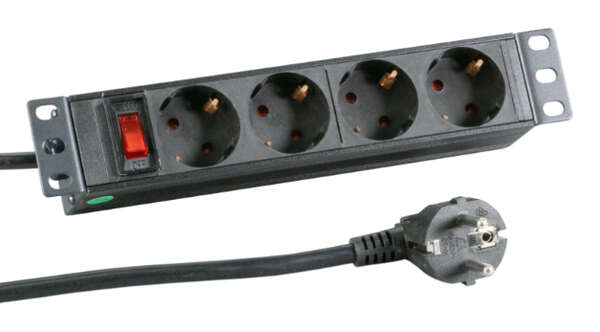 Naar omschrijving van EK631DE-11 - 10“ 1HE power strip 4 x CEE 7/3 with switch