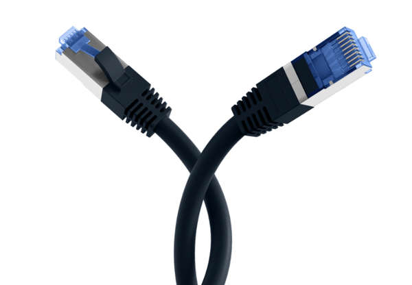 Naar omschrijving van K5525FSW-0-25 - RJ45 Patch cable S/FTP, Cat.6A, Cat.7 Raw cable TPE superflex, zwart, 0,25m