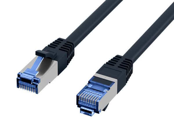 Naar omschrijving van K5525FSW-0-15 - RJ45 Patch cable S/FTP, Cat.6A, Cat.7 Raw cable TPE superflex, zwart, 0,15m