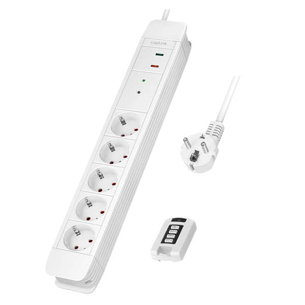 Naar omschrijving van LPS402 - Socket outlet 5way  remote control for 2, 1.5 m, white