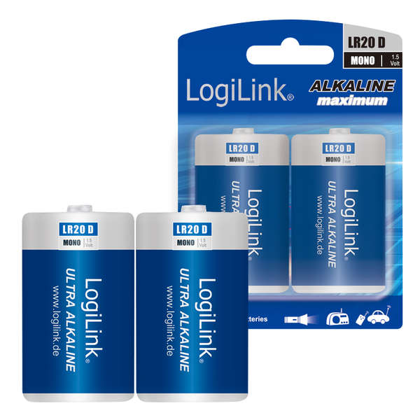 Naar omschrijving van LR20B2 - Ultra Power D alkaline batteries, Mono, 1.5V, 2 pcs