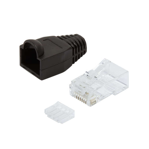 Naar omschrijving van MP0024 - Cat.6 RJ45 en tule zwart 100pcs. set, unshielded, Soepel