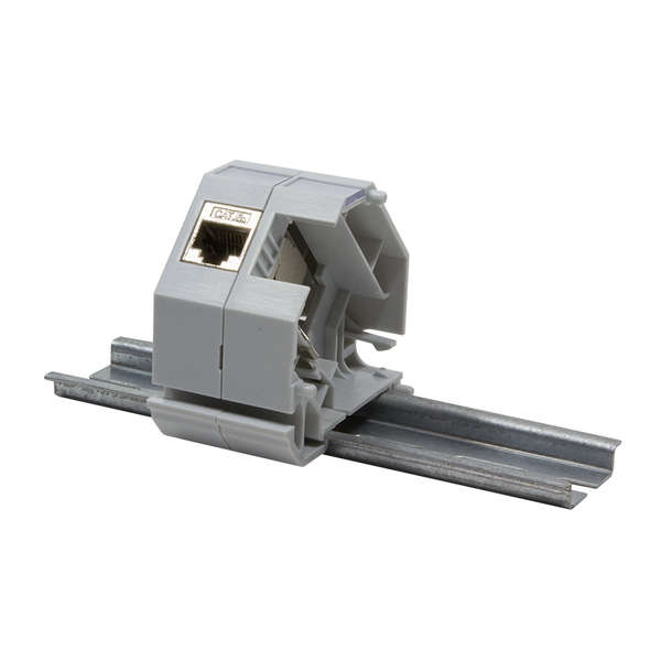 Naar omschrijving van MP0053 - Keystone DIN-Rail adapter for RJ45 keystone jack, stackable