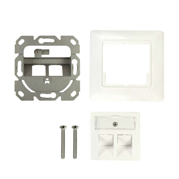 Naar omschrijving van NK4054 - Keystone faceplate for 2 keystone jacks,  pure white