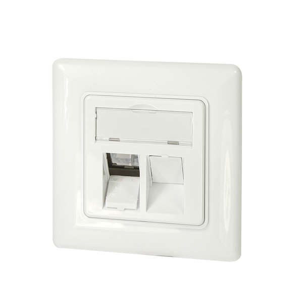 Naar omschrijving van NK4054 - Keystone faceplate for 2 keystone jacks,  pure white