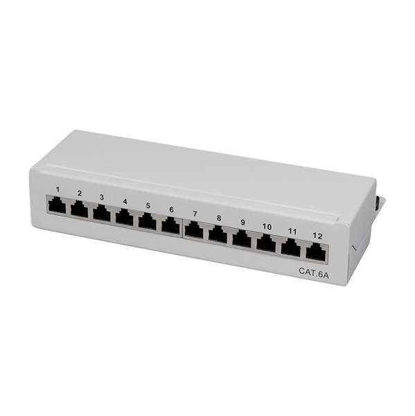 Naar omschrijving van NP0019 - Patch Panel Cat.6A table  wall  12 Port Grey RAL7035