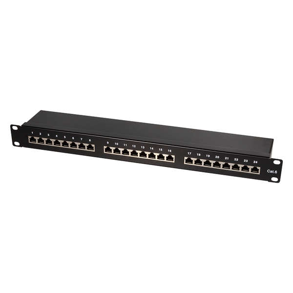 Naar omschrijving van NP0055 - Logilink Patchpaneel Cat.6 STP 24v, 1HE, zwart, RAL9005