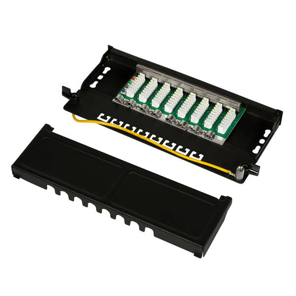 Naar omschrijving van NP0064B - Mini-Patchpanel STP 8xRJ45 Cat.6A, 0,5U, black