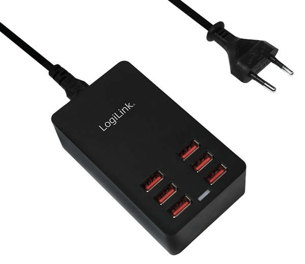 Naar omschrijving van PA0139 - USB Table Charger, 6 Port, USB-AF, 32W, black