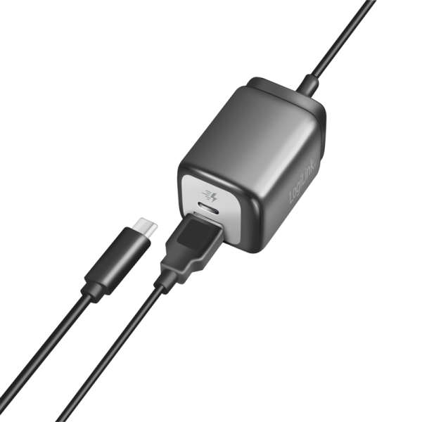 Naar omschrijving van PA0314 - Dubbele USB-stopcontactadapter, GaN, 1x USB-A, 1x USB-C, 30 W, vaste kabel