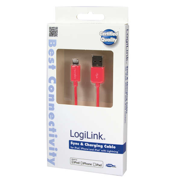 Naar omschrijving van UA0200 - LogiLink Apple Lightning to USB Connection Cable, pink 1.00 m