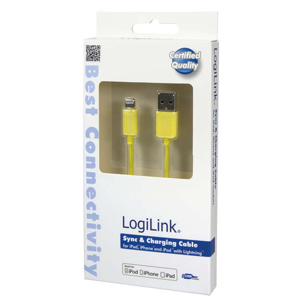 Naar omschrijving van UA0201 - LogiLink Apple Lightning to USB Connection Cable, yellow 1.00 m